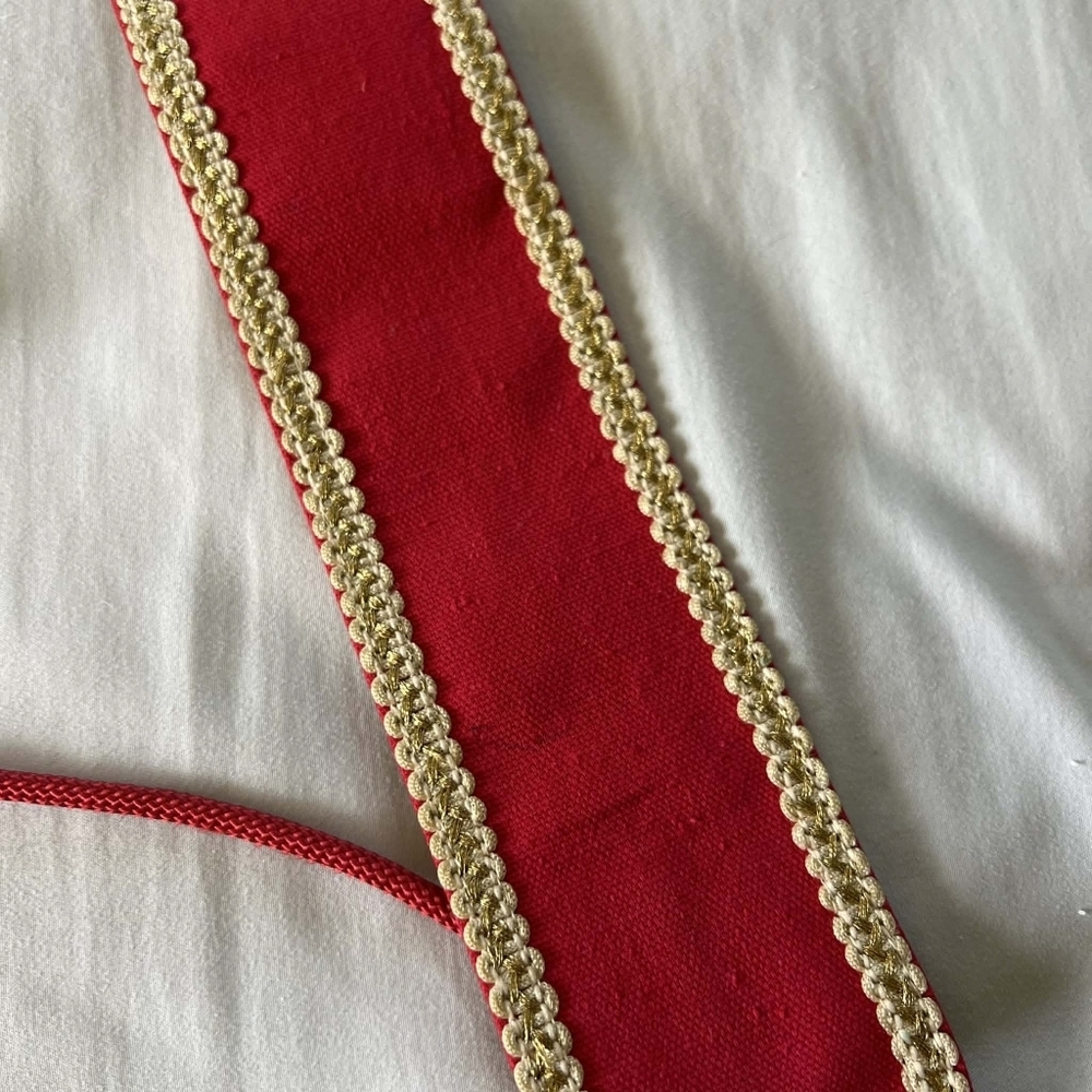 RARE Vintage Yves Saint Laurent 70s Russian Collection Red Tie Waist Belt - Picture 5 of 12